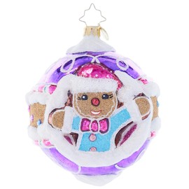 Christopher Radko Hand-Crafted European Glass Christmas Tree Decorative Ornament, Sugary Spherical Cheer