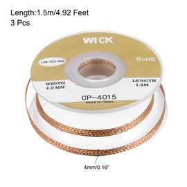 sourcing map Solder Wick Braid No-Clean Desoldering Wick Braid 0.16 Inch Width 5 Feet Length for Remove The Solder Electrical Components 3 Pack