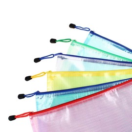 jlon 10 Pcs Zippered File Bags, A3 Size Mesh File Case, PVC Waterproof Type, Folder, Large Capacity, Document Storage Case, Business Trip, Organizing Essential