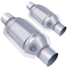 Osakesukar 2.5" Universal Catalytic Converter 2.5" Inch Inlet/Outlet，2 Pack High Flow Catalytic Converter with Heat Shield and O2 Port