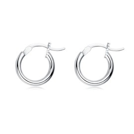Small Hoop Earrings for Women Teen Girls Sensitive Ears Sterling Silver 2mm Tiny Round-Tube Fashion Huggie Tiny Hoops Hypoallergenic Minimalist Jewelry Stylish Gifts Birthday Girlfriend Bff 12mm