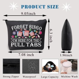 BDPWSS Bingo Makeup Bag Forget Bingo I'm Here for the Pull Tabs Bingo Game Gift For Gambling Lovers Bingo Themed Zipper Pouch (Forget Bingo BL)
