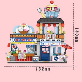 Pasyru Modular House Architecture Model, Japanese Street View Series House Building Blocks Kit, 668 Pieces Japan Ice Cream Parlor Model Kit, DIY Architecture Building Blocks for Children Adults (1219)
