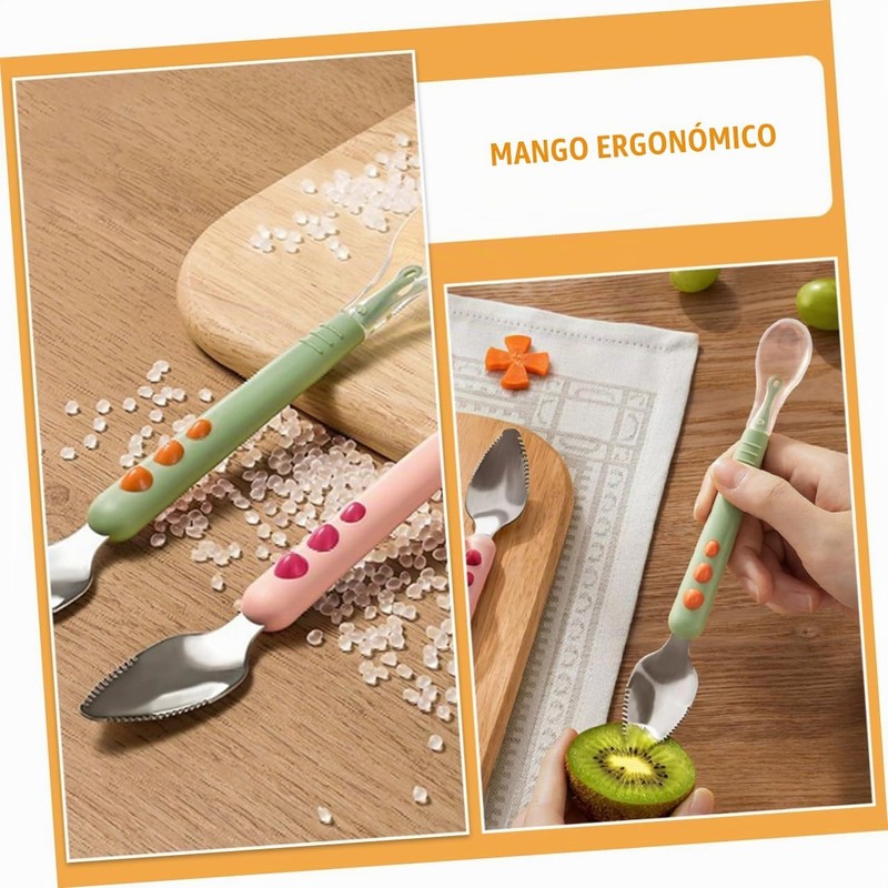 Zerodeko 2 Piezas Raspador Cuchara de Silicona para Bebes Cuchara