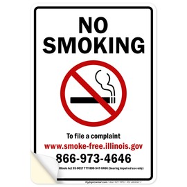 No Smoking To File A Complaint Illinois Sign, 10x7 Inches, 4 Mil Vinyl Decal Stickers Weather Resistant, Made in USA by My Sign Center