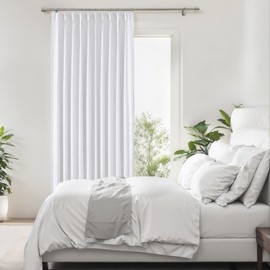 White Pinch Pleated Full Blackout Curtains Linen Texture Thermal Insulated Window Treatment Panel 84 Inch Long for Living Room Bedroom Noise Reducing Back Tab Drapes with Hooks, 1 Panel, 60"Wx84"L