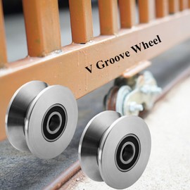 Sliding Gate Rollers Stainless Steel V Groove Wheel Heavy Duty Cable Pulley Block V Shaped Rail Gate Wheels Quiet and Smooth Operation Plate Caster with Bearing for Barn Door Track