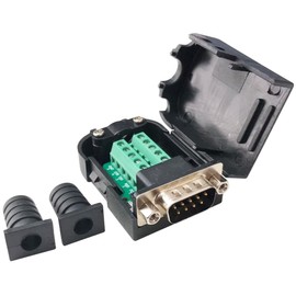 Audiofan D-SUB 9 Pin Male Cable Screw Screw 9+ GND Board Lock Nut RS232 DB9 DB-9 Serial Communication Connector Resin Parts Black with Cable Reinforcement Part Product Size 55mm x 34mm x 20mm