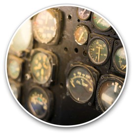 Vinyl Stickers (Set of 2) 10cm - Vintage Aircraft Gauges Instrument Decals for Laptops,Tablets,Luggage,Scrap Booking,Fridges, 12632