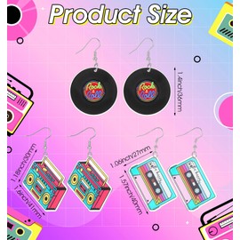 80s Earrings for Women, 3PCS Retro Cassette Tape Lightweight Drop Design for Music Festivals Cosplay Glow Parties and 80s 90s Costume Outfits