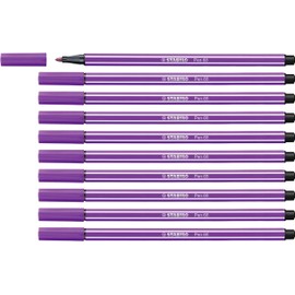 Premium Fibre-Tip Pen - STABILO Pen 68 - Pack of 10 - Lilac