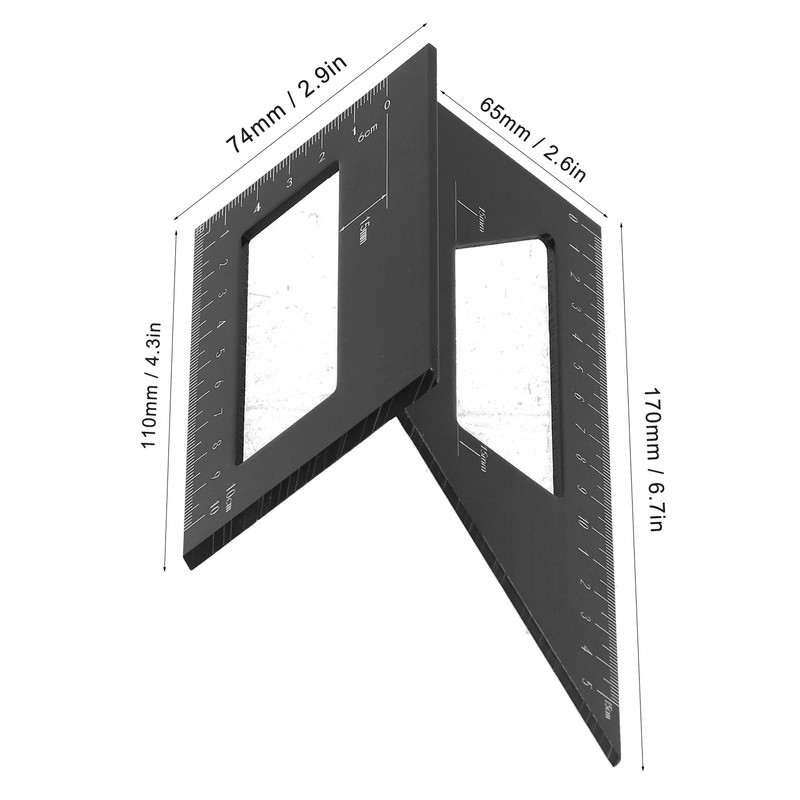 45°/90° T Angle Gauge Straight Ruler 3D Mitre Degree Measuring