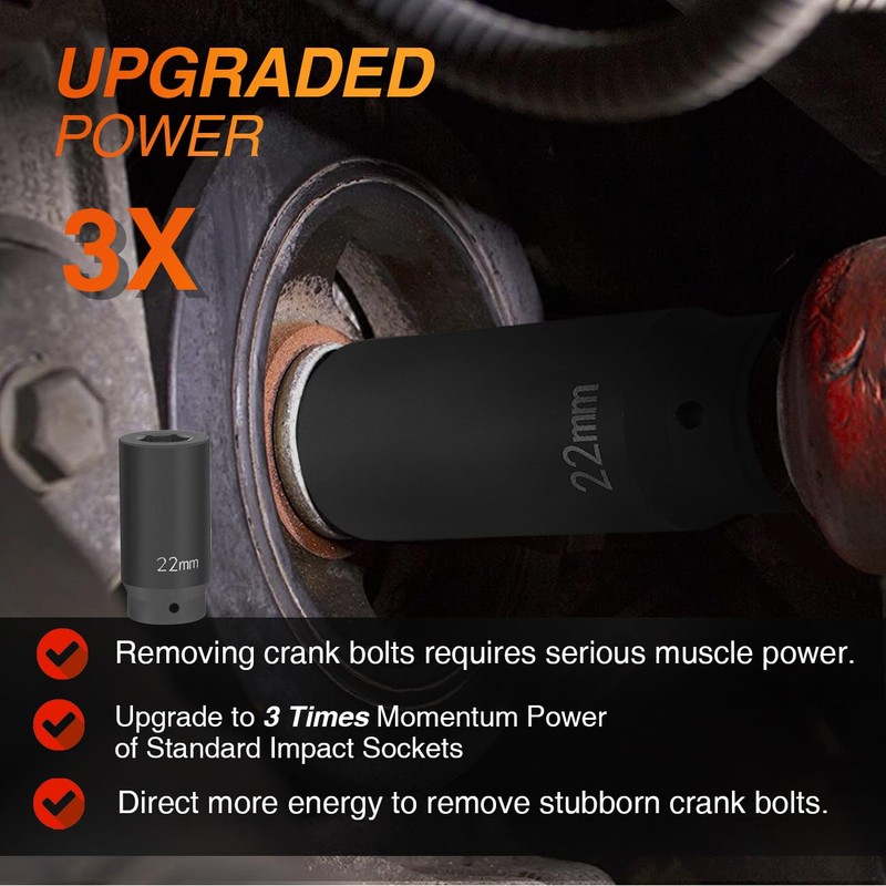 77110 22mm Harmonic Balancer Socket, 1/2" Drive Crank Bolt Socket