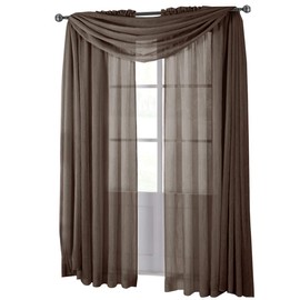 Royal Hotel Bedding Sheer Curtains – Crushed Rod Pocket Panels, 2-Pack Semi-Sheer Window Drapes, Lightweight Modern Panels for Bedroom & Living Room, 84” Length, Chocolate