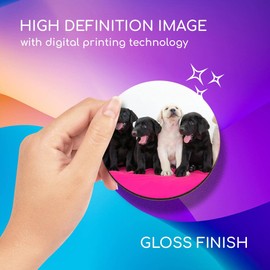 1 x Round Coaster - Labrador Puppies Puppy Dog Cork Backed MDF Glossy Tea Coffee Accessory #2691