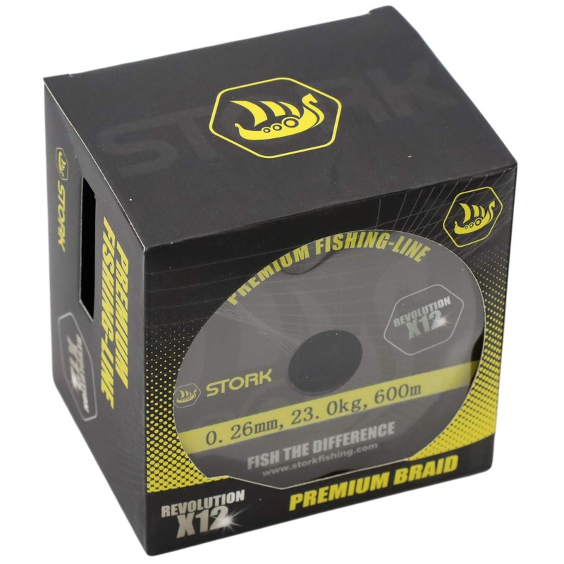 Stork Revolution 12-Fold Braided Premium Fishing Line 600 m (Yellow,