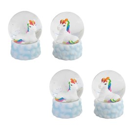 ICE ARMOR 2-PC Gift Set 2-PC Rainbow Unicorn Glitter Snow Globe 3.25" H Statue Sculpture Ornament Decoration Home/Room Decor for Housewarming, Holidays, Christmas Special