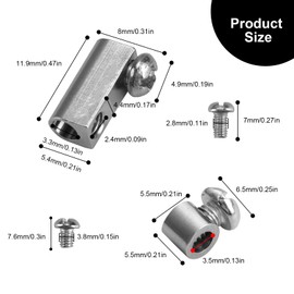 Wire Rope Clips, JANDH 60 Pieces Rope Clamp, Two Types of Metal Rope Clips, Silver Wire Rope Self-Locking Buckle, Suitable for Wire Ropes and Cables with a Diameter of 1-2mm