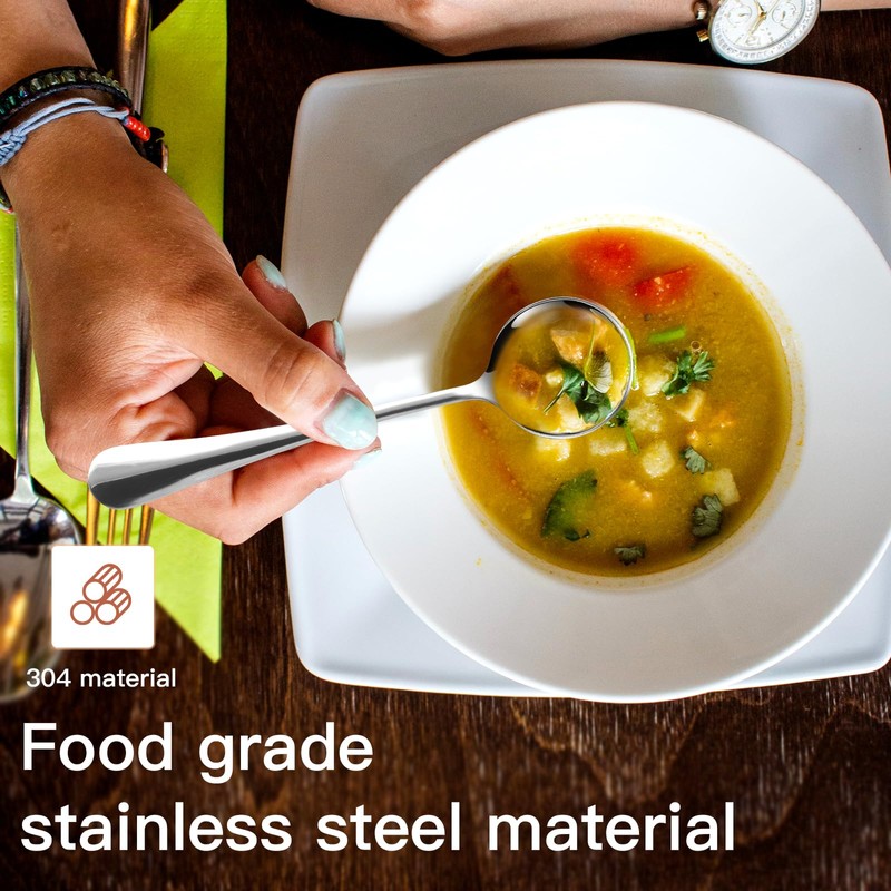 SDMAX 4pc Soup Spoon Stainless Steel Spoon for Soup, Dinner,