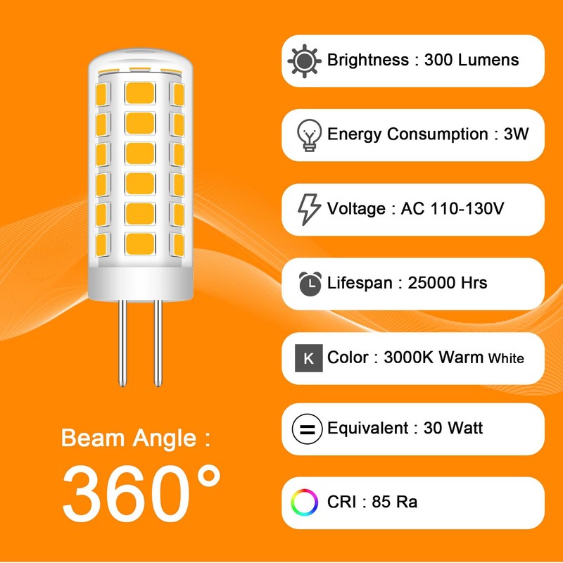 TRIJZHOU G4 120V LED Light Bulb 3W (20W 30W Halogen