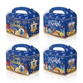 CPTBAG 12 Pack Hanukkah Party Favors Boxes Chanukah Hanukkah Candy Goodie Boxes Star Light It up Menorah Boxes Gift Treat Boxes for Hanukkah Baby Shower,Birthday Party Decorations