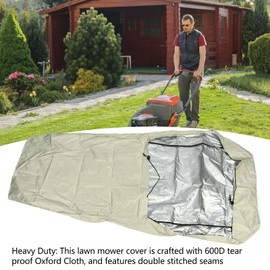 Push Mower Cover, Heavy Duty Lawn Mower Cover Khaki 600D Oxford Cloth, Heavy Duty Universal Fit Lawnmower Protective Cover with Storage Bag, for Indoor
