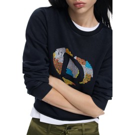 Desigual Donna Felpa con ricami a forma di cuore.