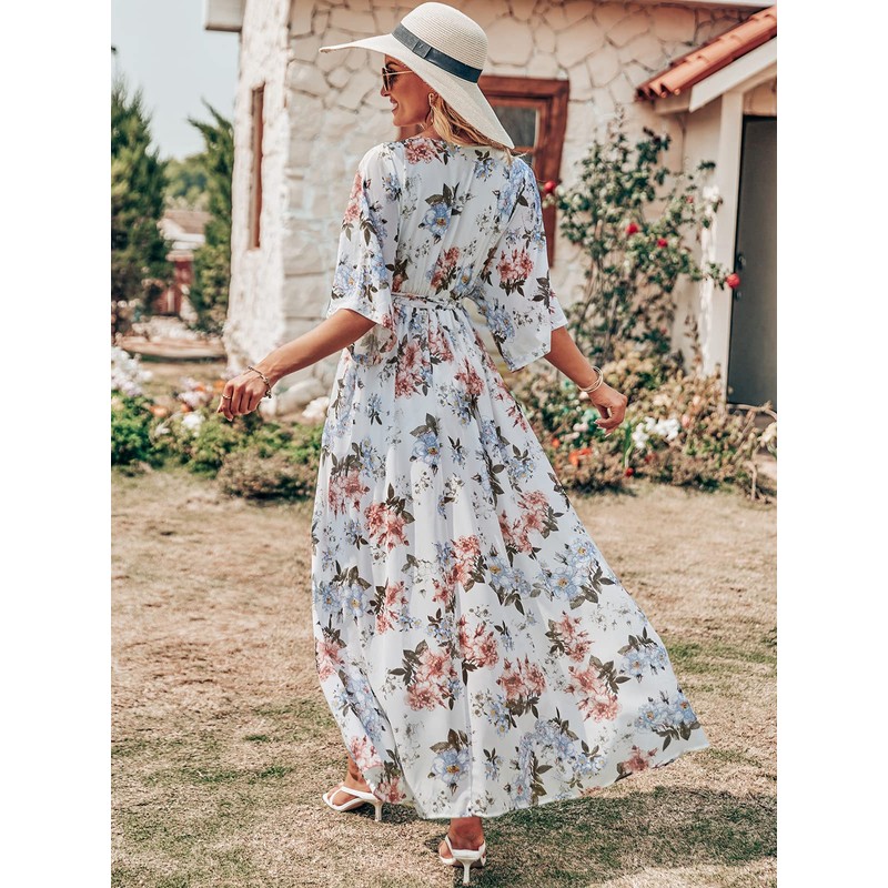 ANRABESS Womens 1/2 Sleeve Beach Wedding Guest Maxi Dresses 2025
