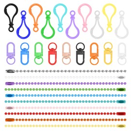 Waltool 150Pcs Metal Hanging Beads Chain with Connectors Contains Plastic Lobster Claw Clasps, Swivel Lanyards Trigger Snap Hooks Strap with Key Rings for Keyring Keychain Hanging Ornament