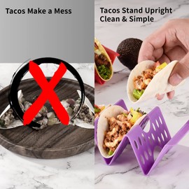 24PCS Colorful Disposable Taco Holders for Party, Plastic Bulk Taco Stand, Large Taco Tray Plates, Taco Tuesday Lazy Susan Taco Bar, Fiesta Taco Plate Server for Party, Dishwasher Microwave Safe