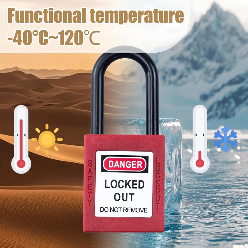 Flylin 10 Sets Safety Lockout Padlock, 38mm Red Lockout with