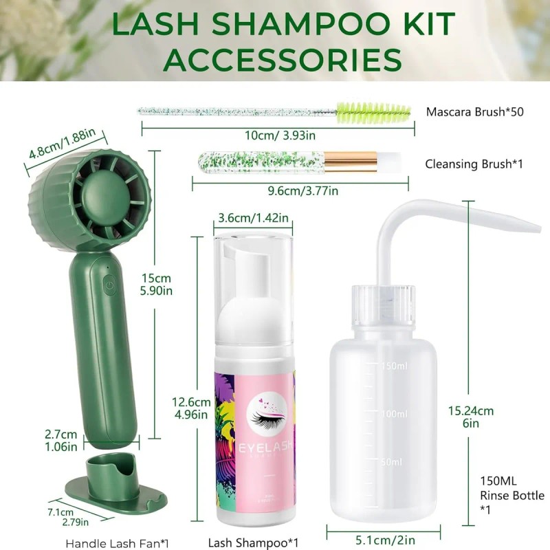 Kit Shampoo Espuma Para Pestañas Y Brocha Para Extensiones