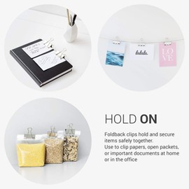 kwmobile 24 x Foldback Clips Set – 24 x 41 mm – Binder Clip Office Document Clips – Metal Mouth Clip Clamps in Silver