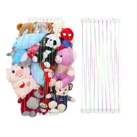 PHOENANCEE Stuff Animal Organizer for Plushies,Stuffed Animal Storage Wall,Plush Toys Holder Net Zoo for Kids Nursery Playroom Bedroom,Save Space,Length Adjustable,Upgraded,2 Pack(White)
