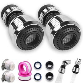 Ceeyoll Set of 2 360° tap aerator, tap attachment, water tap attachment, swivel strainer for tap, aerator swivel water saver for water hah shower kitchen bathroom attachment.