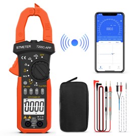 BTMETER Digital Clamp Meter Multimeter, Automatic Range 4000 TRMS AC DC Voltage Meter Test Volt AMP Ohm Capacity Frequency w/Data Export, Mini Multi-Tester Japanese Manual -BT-7200CAPP