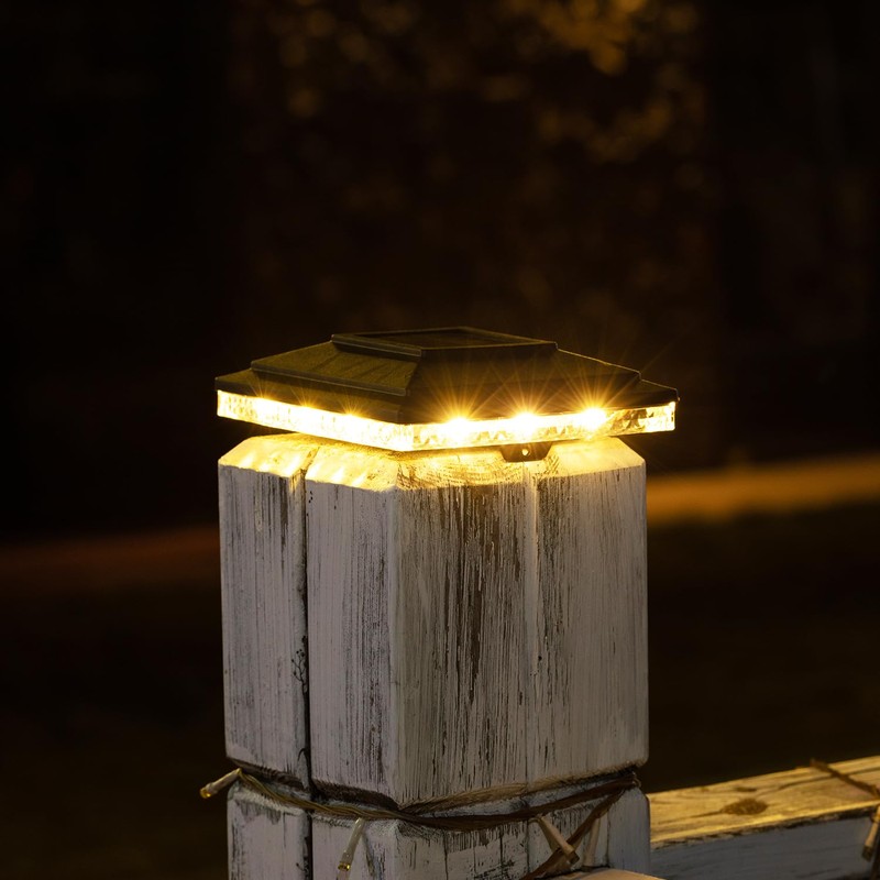 HUYIENO Solar Post Cap Lights,Outdoor Deck Fence Post Lights,Powerful Lithium