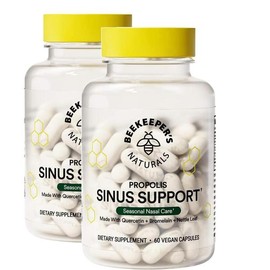 미국직구 Beekeepers Naturals 비키퍼스내추럴스 프로폴리스 사이너스 서포트 60비건캡슐 2팩 Beekeepers Naturals Propolis Sinus Support 60 Vegan Capsules 2 Packs