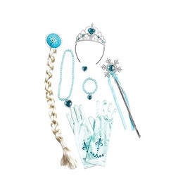 Ciao - Snow Princess disguise kit (tiara, wall, necklace, ring, gloves, braid with clip)