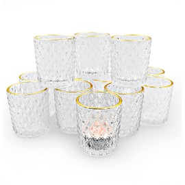 SHMILMH Clear Tealight Candle Holders Set of 24, Glass Votive Candle Holders with Rim for Wedding Table Centerpiece Birthday Party Christmas Decor