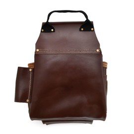 Style n Craft - 9 Pocket Framer's Nail and Tool Pouch in Full Grain Leather,Extra Front Pocket, Dark Tan (98446)