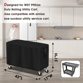 Andacar Prep Table Cover for WEN 73009 500-Pound Service Utility Cart - Waterproof Rolling Tool Cart Cover - 42" L x 17" W x 31" H