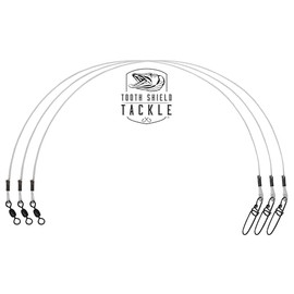 Tooth Shield Tackle 3 Pack 80 lb. Premium Fluorocarbon Musky Leader Muskie Pike Leader (Crane Swivel) (36")