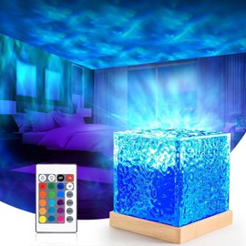 Northern Lights Projector, Rotating Ocean Wave Lamp, 16 Colours Gradient Water Lamp (with Remote Control), Dynamic Water Wave Lamp for Bedroom, Children's Room, Party, Bar, Playroom