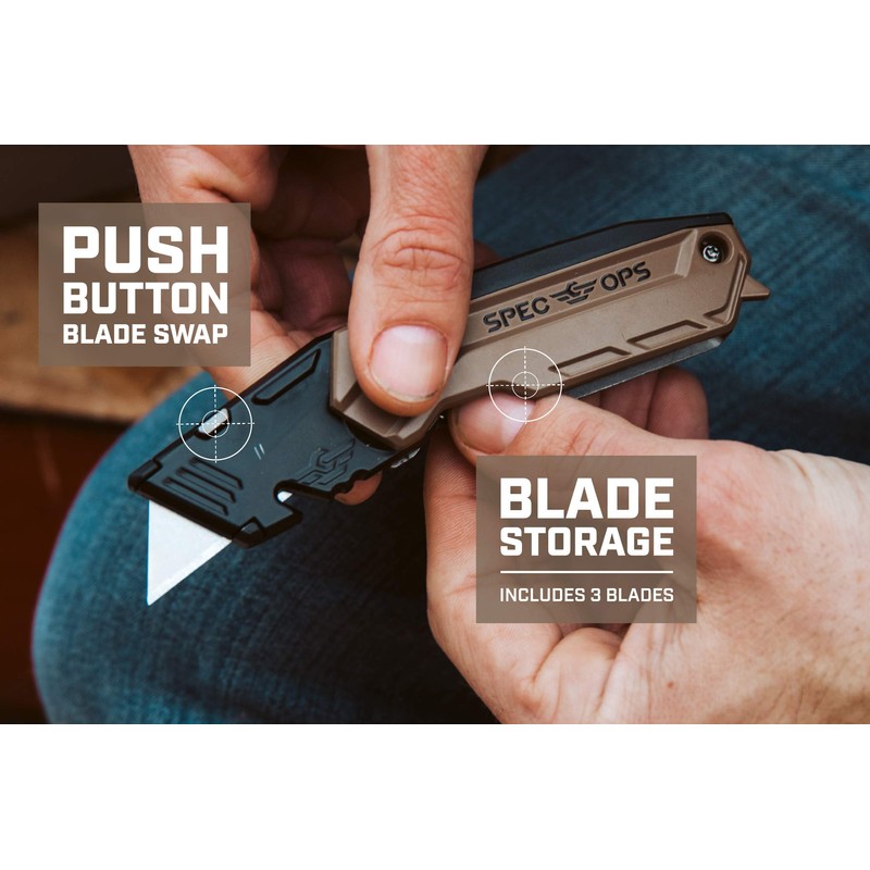 Spec Ops Tools Folding Utility Knife with Retractable Blade, Includes