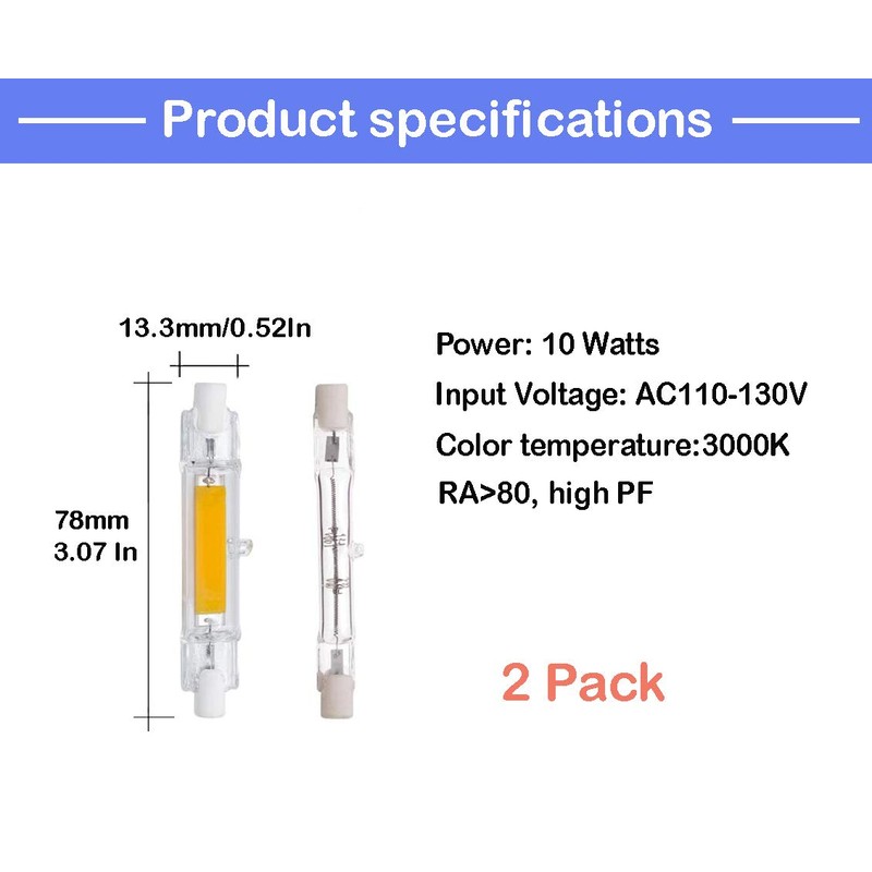 CTKcom 78 mm/3.1 in R7S LED Bulb (2 Pack) 110V