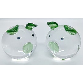 ChenXi Shop Crystal Glass Couple Pig Cute Pig Ornament Lovers Lucky Pig Gifts(2 Pieces Pigs) Green