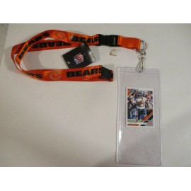 CHICAGO BEARS ORANGE LANYARD WITH TICKET HOLDER PLUS COLLECTIBLE PLAYER CARD