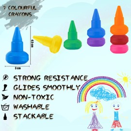 7 Piece MyFirst Wax Crayons Set - Non-Toxic, Twistable, Easy-Grip Crayons for Kids - Assorted Vibrant Colours, 4.5cm - Perfect for Drawing, Art Projects and School Supplies