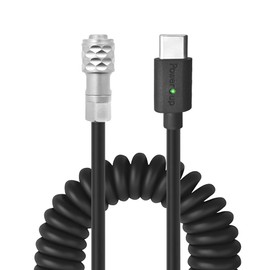 Type C USB C PD to Weipu 2 Pin Female Coiled Power Cable Compatible for BMPCC 4K/6K, Blackmagic Pocket Cinema Camera, SF610-S with Power Indicator,59”